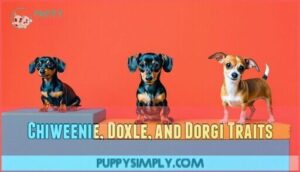 chiweenie, doxle, and dorgi traits