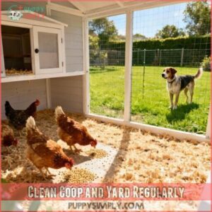 clean coop and yard regularly