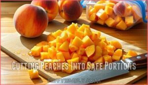 cutting peaches into safe portions