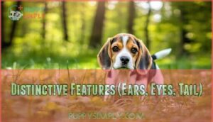 distinctive features (ears, eyes, tail)