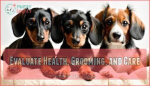 evaluate health, grooming, and care