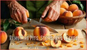 removing pits, stems, and leaves