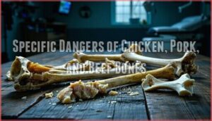 specific dangers of chicken, pork, and beef bones