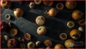 unsafe vegetables and parts (onions, pits, seeds, rinds)