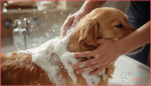 applying and massaging shampoo