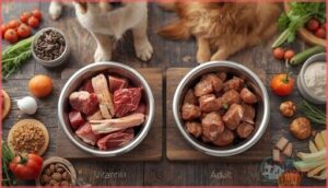 balancing nutrients for puppies and adults