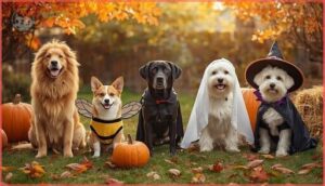 classic animal and spooky costumes (lion, bumblebee, vampire, ghost, witch)