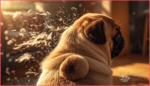 curled tail and short dense coat