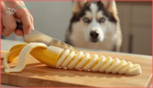 preparing bananas (peeling and slicing)