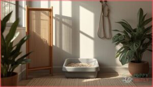 preparing the litter box area