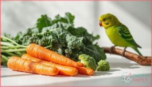 safe vegetables (carrots, broccoli, greens)