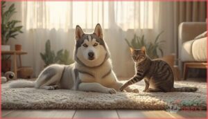 when huskies and cats can get along