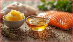 healthy fats: chicken fat, salmon oil, flaxseed healthy fats: chicken fat, salmon oil, flaxseed