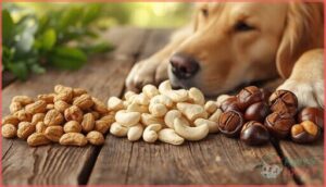 nuts dogs can eat (peanuts, cashews, chestnuts)