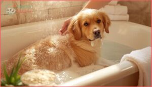 bathing with soothing, dog-safe shampoo bathing with soothing, dog-safe shampoo