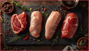 protein sources (beef, chicken, turkey, pork) protein sources (beef, chicken, turkey, pork)