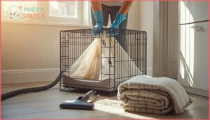 removing soiled bedding and debris removing soiled bedding and debris