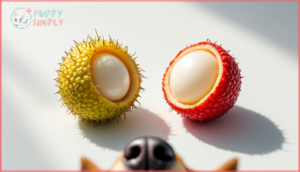 unripe vs. ripe lychee unripe vs. ripe lychee