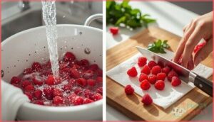 washing and preparing raspberries washing and preparing raspberries