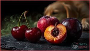 cherries, peaches, and plums cherries, peaches, and plums