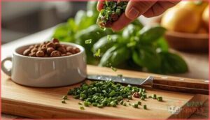 chopped fresh basil as a food topper chopped fresh basil as a food topper