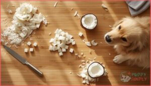 cutting coconut meat into safe sizes cutting coconut meat into safe sizes