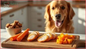 healthy whole-food alternatives (carrots, cooked chicken, pumpkin) healthy whole-food alternatives (carrots, cooked chicken, pumpkin)