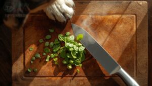chopping leaves into small pieces chopping leaves into small pieces