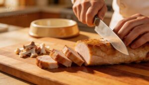 cutting pork into small boneless pieces cutting pork into small boneless pieces