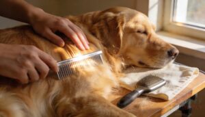 follow brushing with a metal comb follow brushing with a metal comb