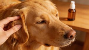 massaging the ear base to loosen debris massaging the ear base to loosen debris