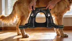 place straps behind the front legs place straps behind the front legs