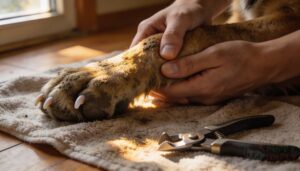 positioning and paw prep before cutting positioning and paw prep before cutting