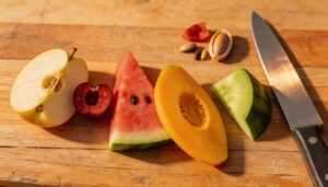 removing pits, seeds, stems, and rinds removing pits, seeds, stems, and rinds