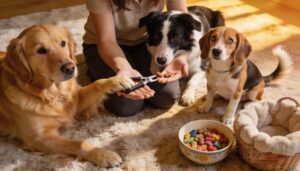 rewarding each dog during and after trimming rewarding each dog during and after trimming