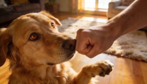 step 3 — wait for your dog to paw at your hand step 3 — wait for your dog to paw at your hand