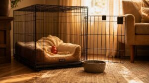 set up a comfortable crate set up a comfortable crate