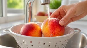 wash peaches thoroughly wash peaches thoroughly